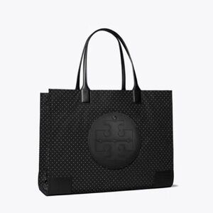 Tory Burch•Black Polka Dot Pattern Nylon Ella Tote